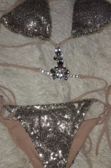 NEW Gold Sexy Sequined Bikini - Picture 5 of 6